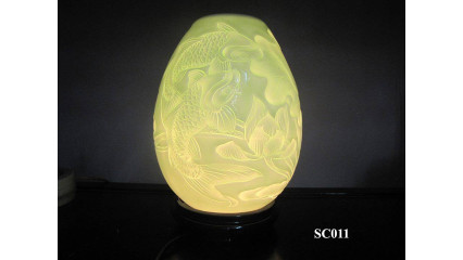 Đèn xông tinh dầu khắc ám họa 3D sen cá